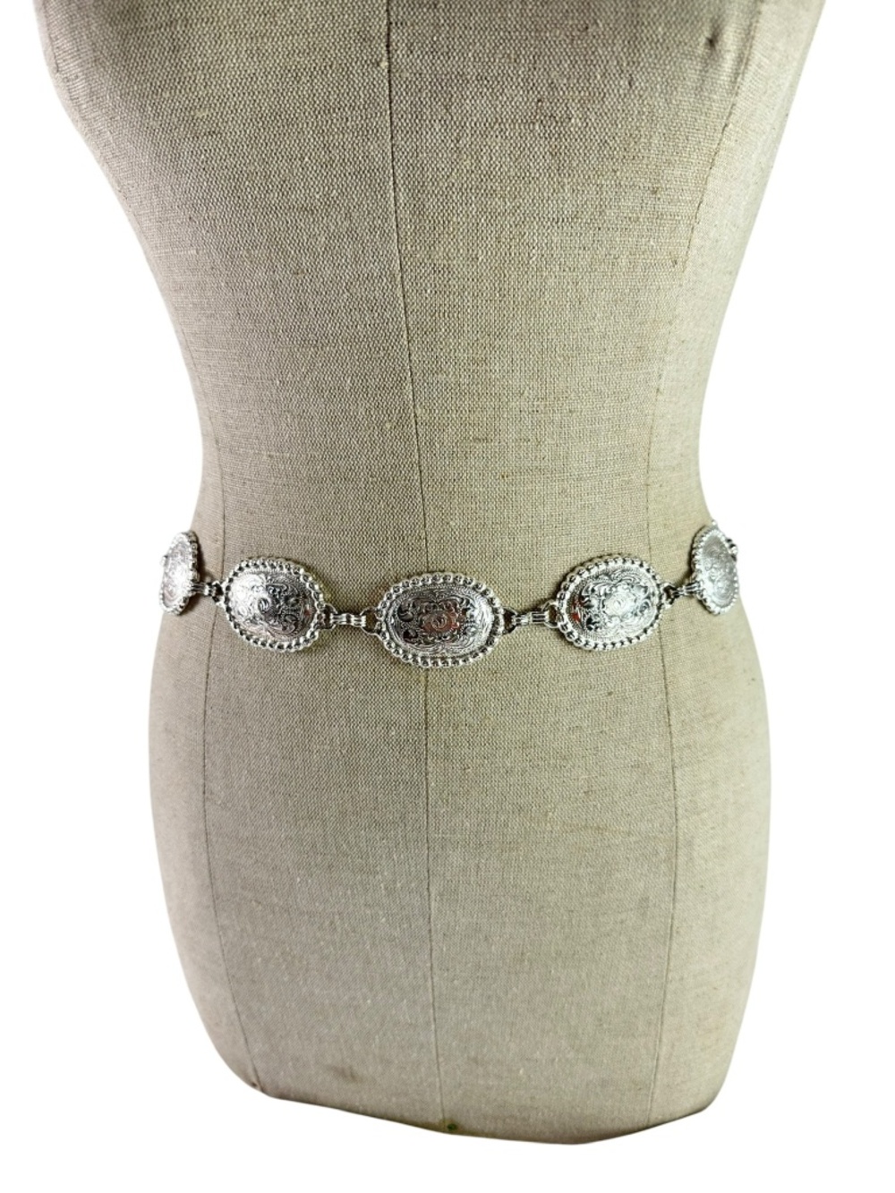 Genuine Vintage TONY LAMA Black Leather Concho Silver Western Bohemian Belt 28 - Picture 4 of 11